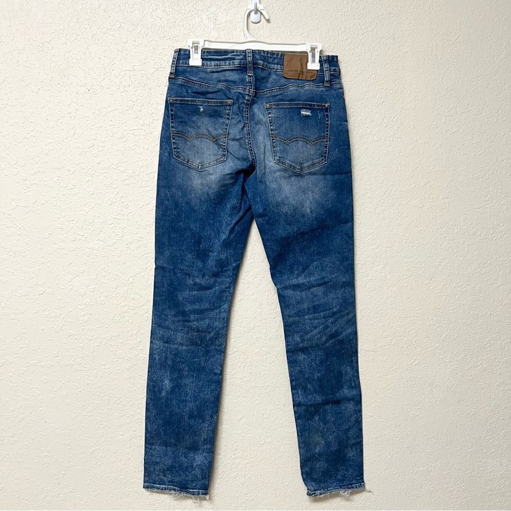 American Eagle Slim Denim Blue Jeans Extreme Flex Distressed Size 29x32 - Picture 3 of 8